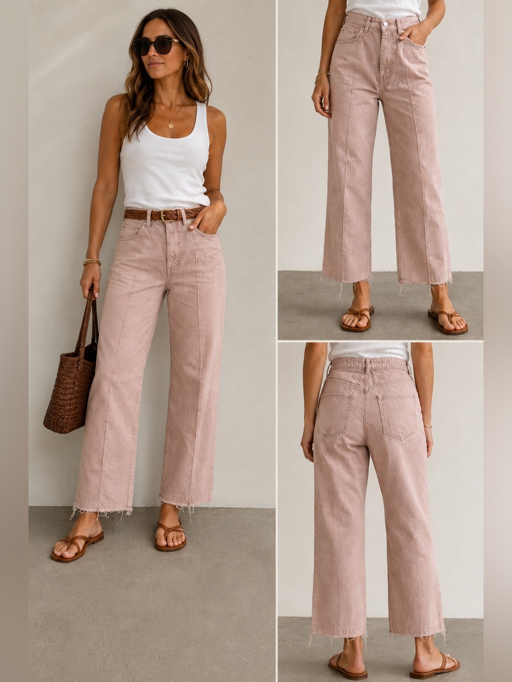 Isabel Marant Étoile Tricia Pink High Rise Cropped Raw Hem Jeans Size 42
